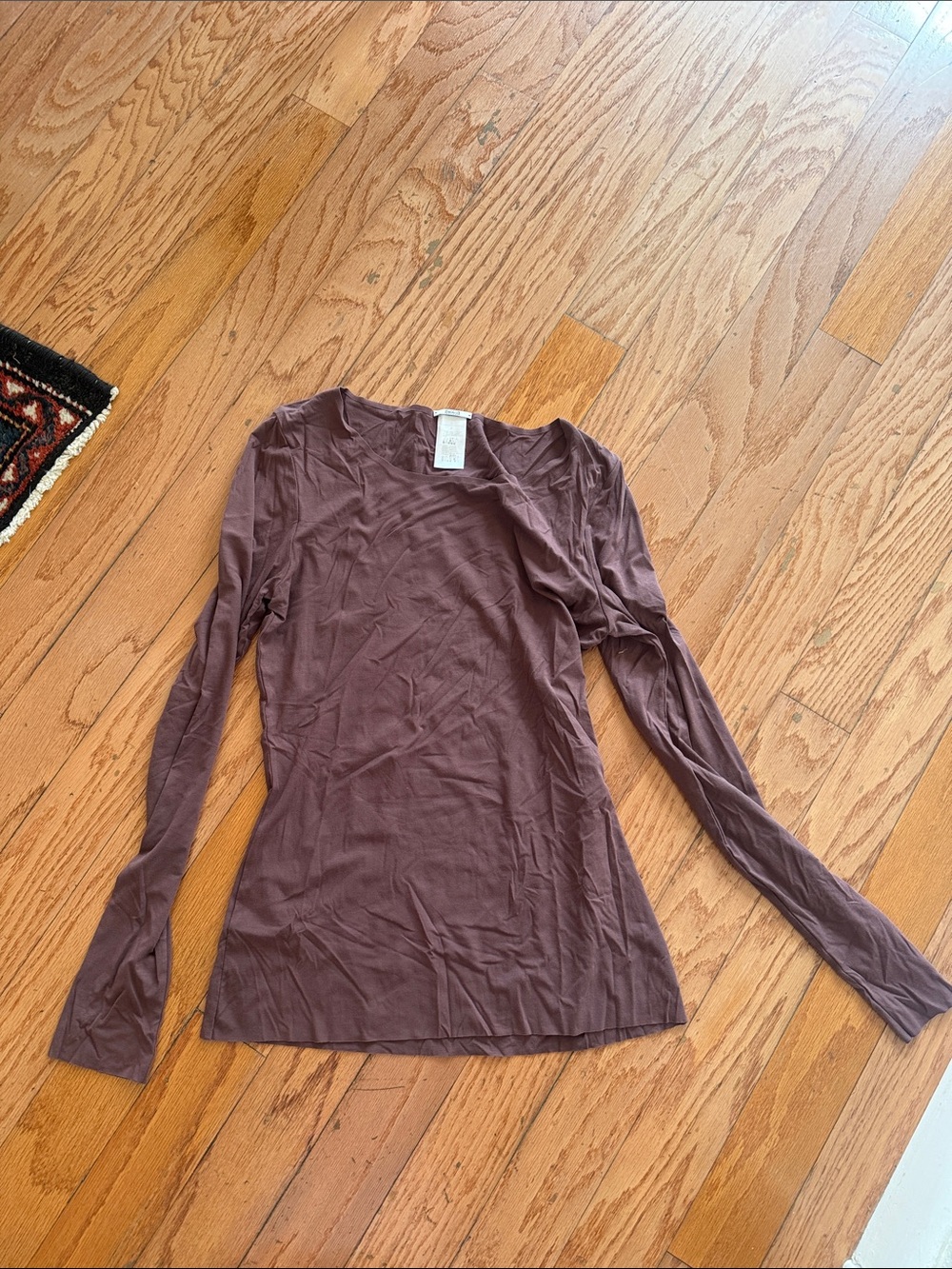 Wolford Long Sleeve Crewneck Top in Mauve Brown